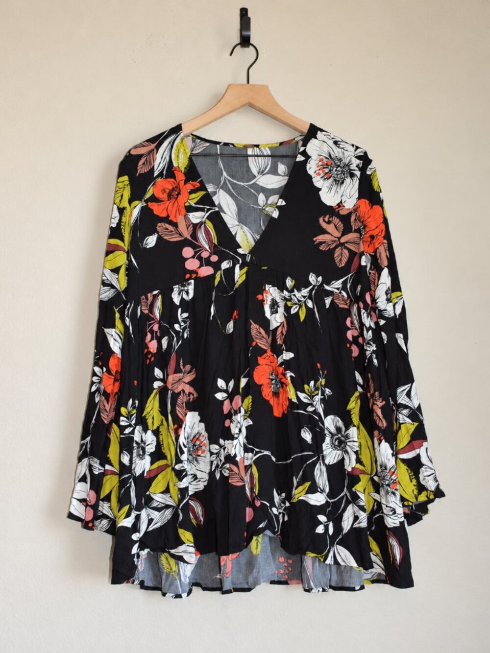 Free People Bella Floral Babydoll Tunic S | Maternity Friendly Boho